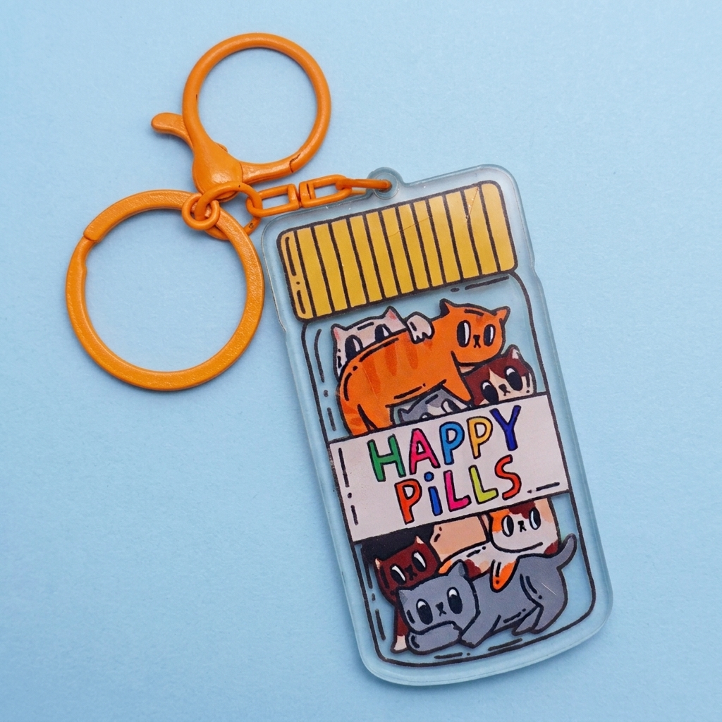 Acrylic Keychain - Happy Pills
